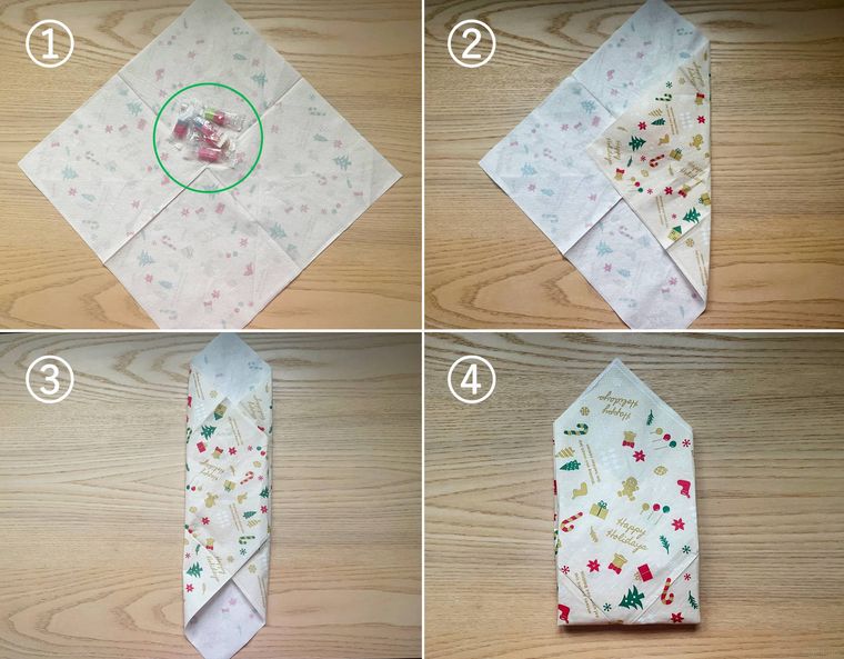 ペーパーナプキンのラッピング手順