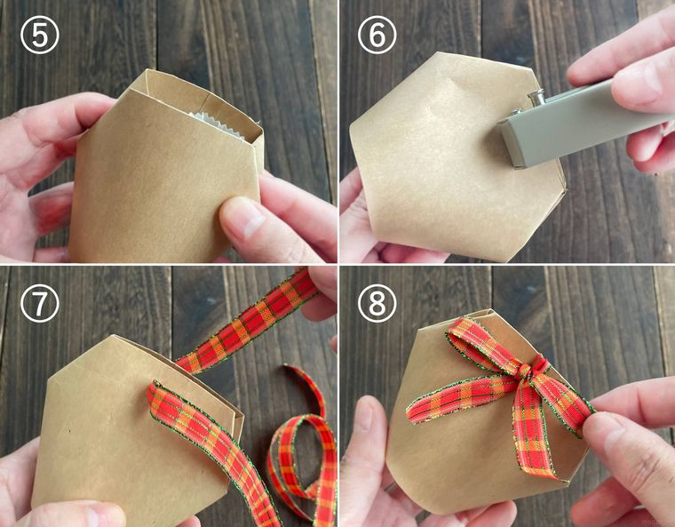 紙コップラッピングの手順をコラージュで紹介