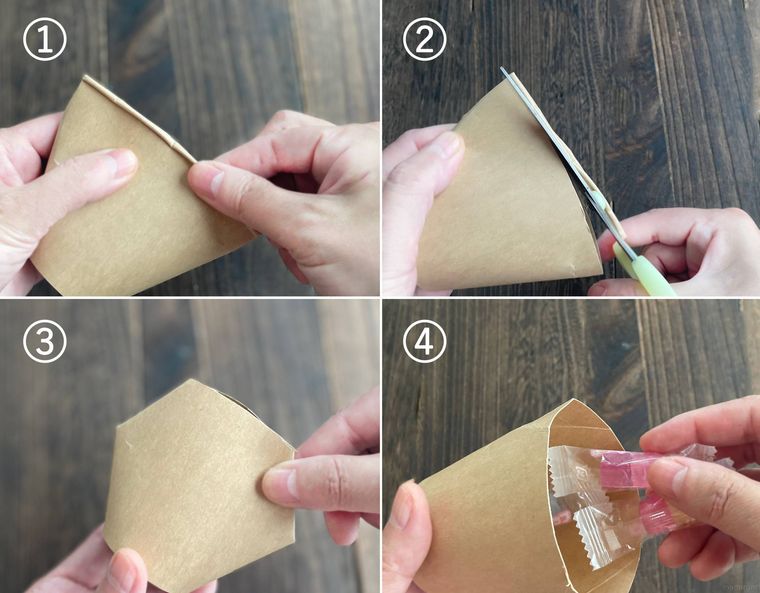 紙コップラッピングの手順をコラージュで紹介