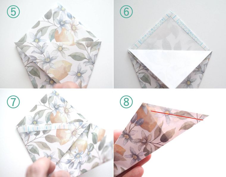 バッグ風ラッピングの手順をコラージュで紹介