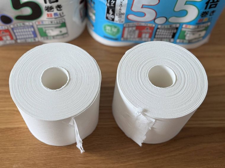 5.5倍巻きのシングルとダブルを並べた様子