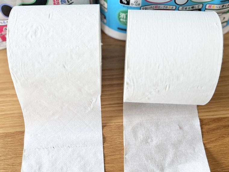 5.5倍巻きのシングルとダブルを広げて並べた様子