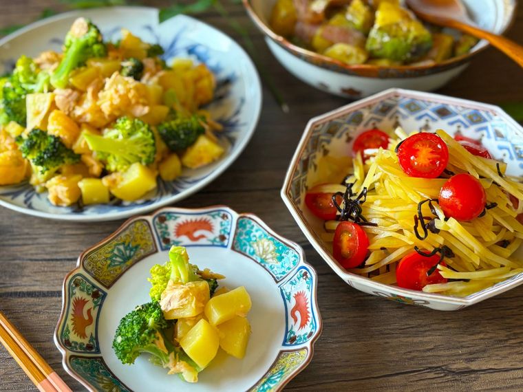 じゃがいものサラダがのったテーブル