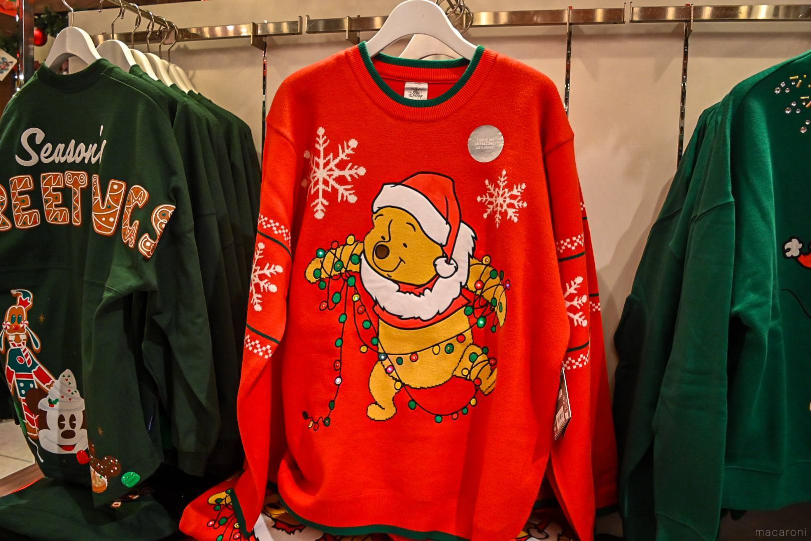 プーさん 光るセーター ライトアップレッド ディズニー(Mサイズ) 香港ディズニー☆くまのプーさん 大人用ライトアップセーター (Disney