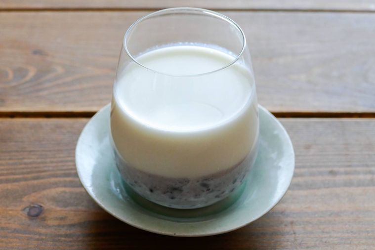 ゆであずきが入っている牛乳