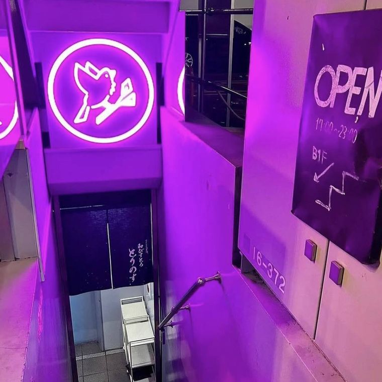 ネオンが光る和びすとろ トリノスの入口