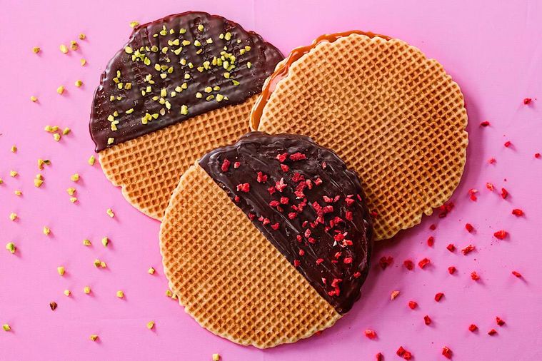 3種のワッフルのアップ