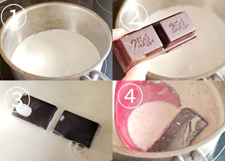 カルディシモンコール ホットチョコレートの手順