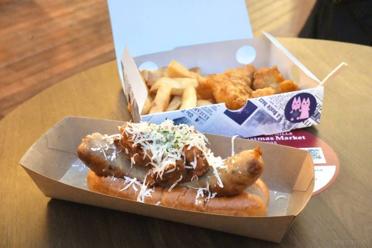 クリスマスホットドッグとフィッシュアンドチップス