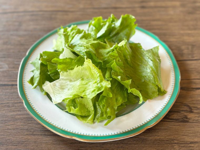 洋皿に盛られたちぎったレタス