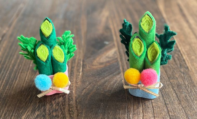 ストローで作るフェルト門松