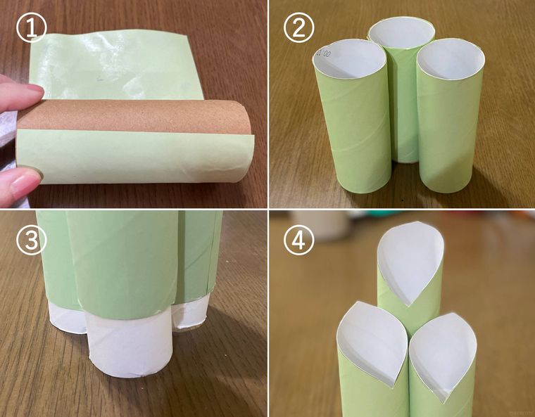 トイレットペーパーの芯で作る門松の手順