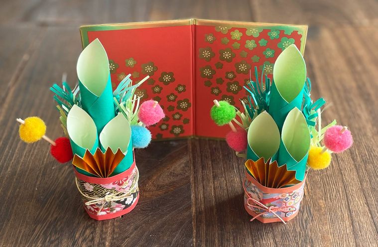 手作り門松と屏風