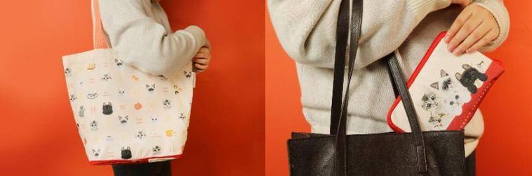 ねこねこコンパクトエコバッグ