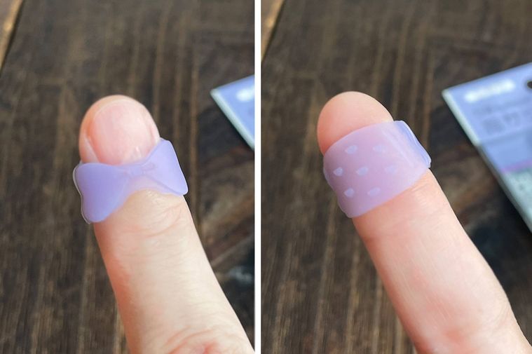 りぼん指サックを装着したところ