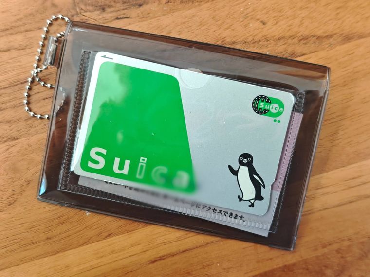 ループ付カードホルダーの中に定期を入れている