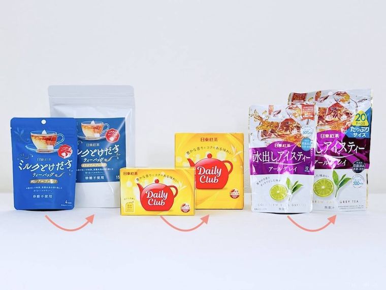 ミルクとけだすティーバッグ、デイリークラブ ティーバッグ、水出しアイスティー アールグレイ ティーバッグ