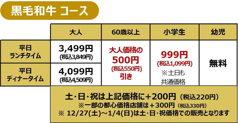 2. 黒毛和牛 食べ放題コース2