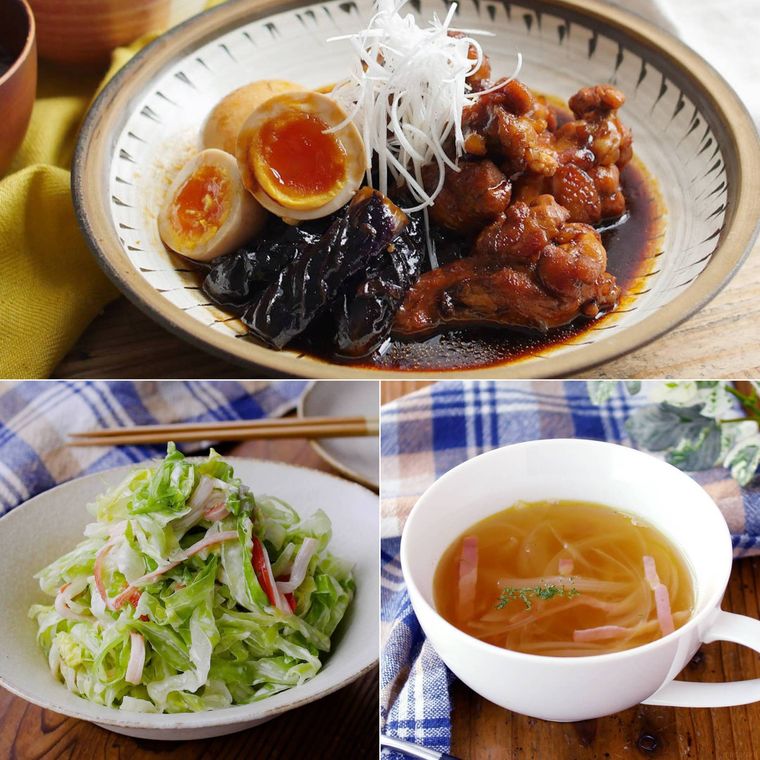 ウスターソース煮洋風さっぱりの献立セット