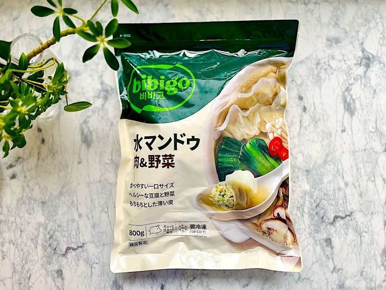 コストコのbibigo水餃子のパッケージ