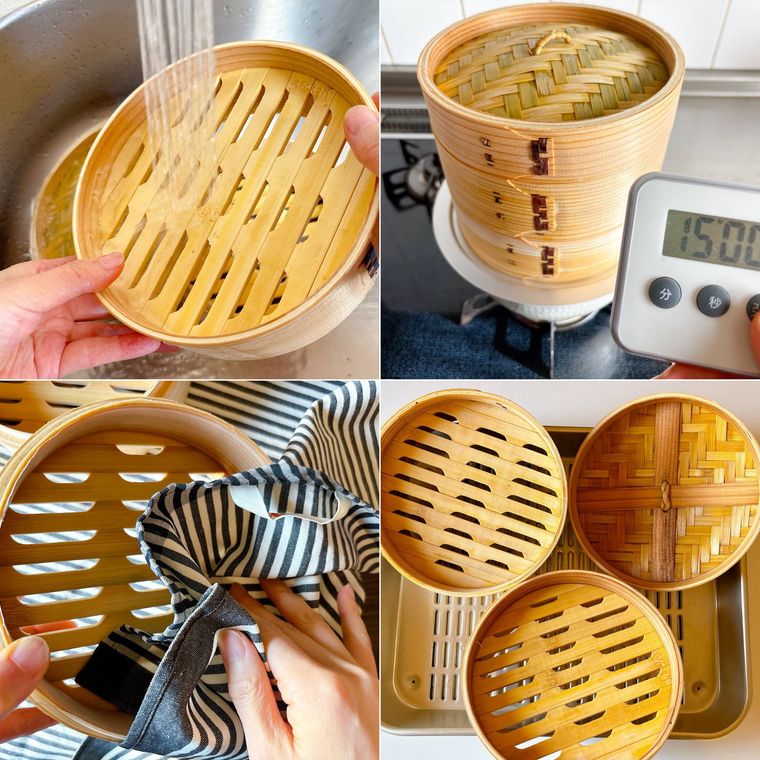 せいろを空蒸しする様子