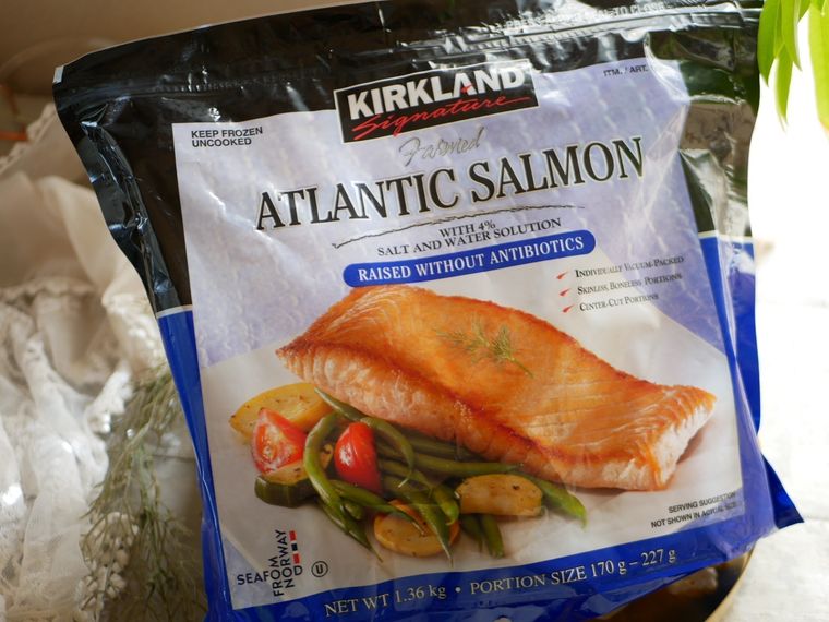 コストコのカークランドシグネチャーアトランティックサーモンパッケージ