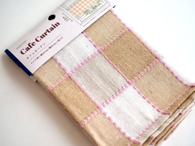 カフェカーテン ステッチ入りチェック柄