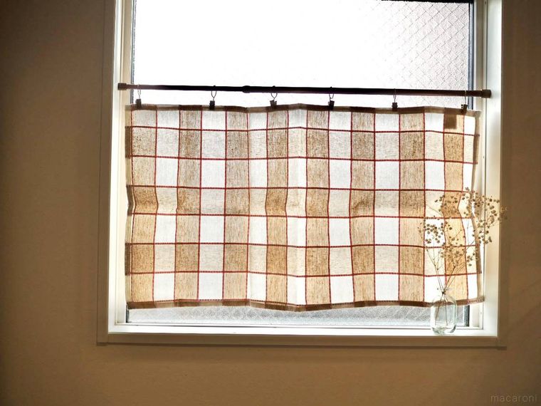 カフェカーテン ステッチ入りチェック柄