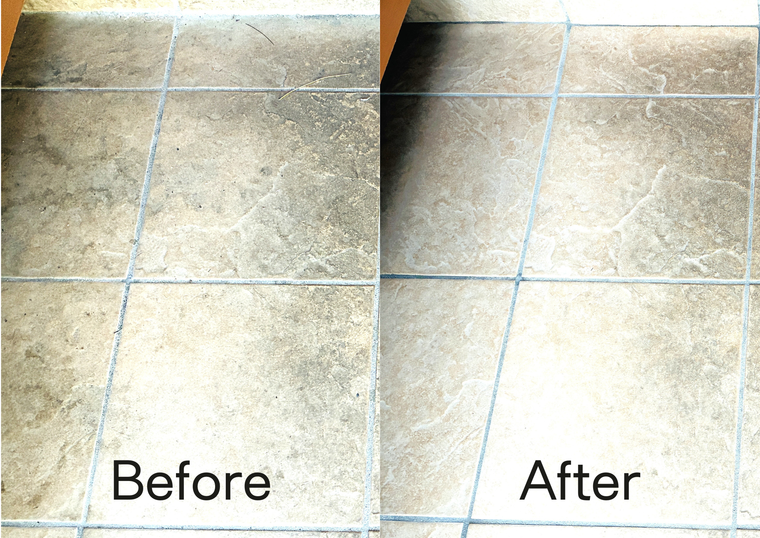 土間の掃除前と掃除後の比較