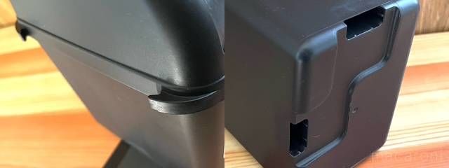 連結できる車用のゴミ箱の連結部分