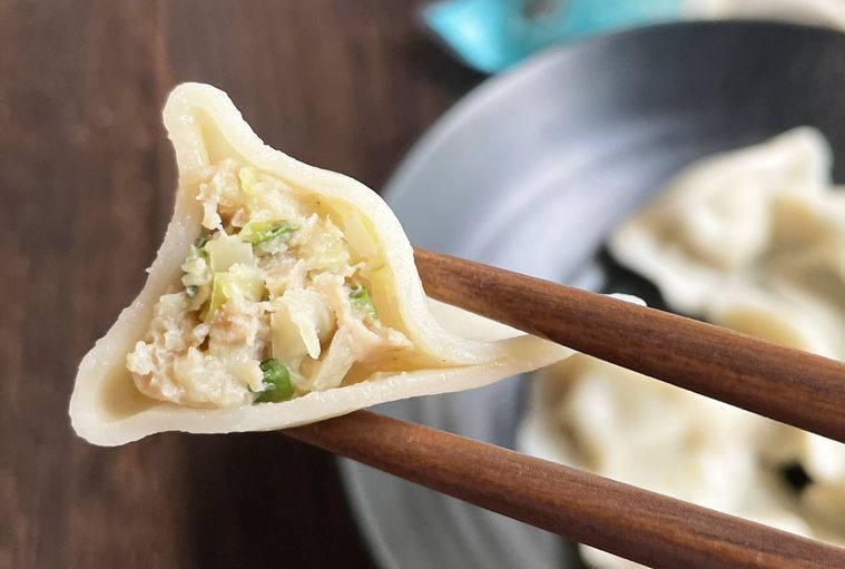 三鮮水餃子の断面写真