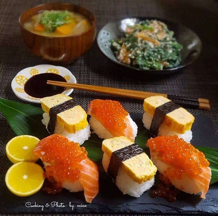平皿に盛り付けた寿司