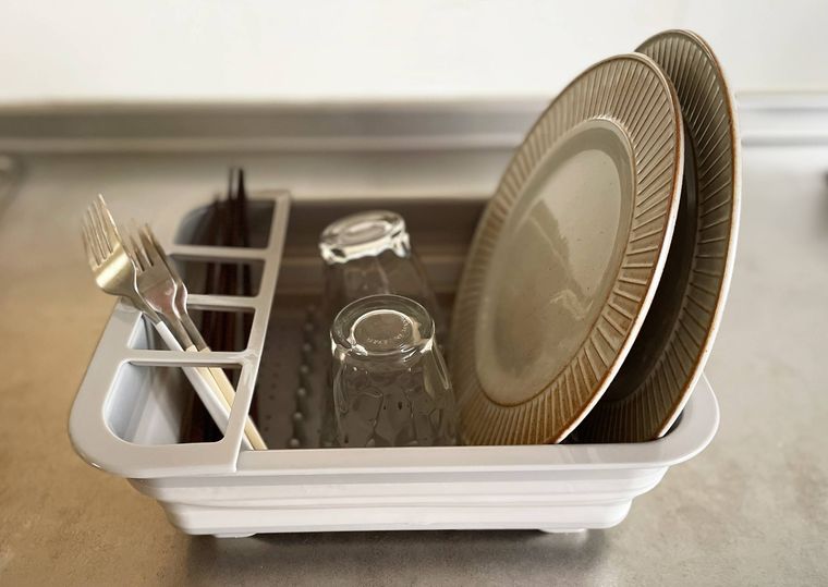 折りたためる水切りかごの使用例