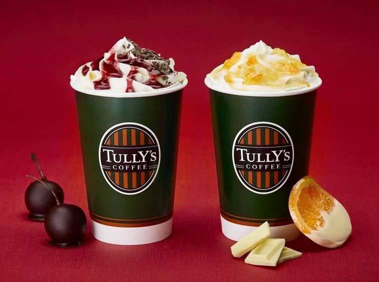 タリーズコーヒーのホワイトショコラオランジュラテとTEA チェリーボンボンロイヤルミルクティー