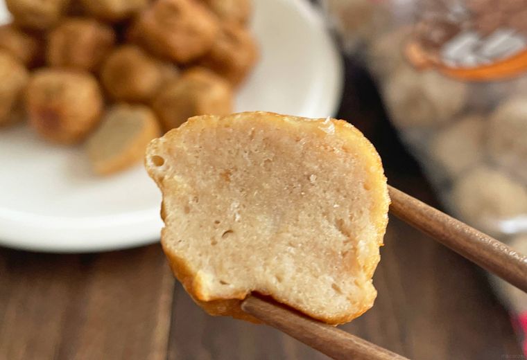 業務スーパーミートボールの断面写真