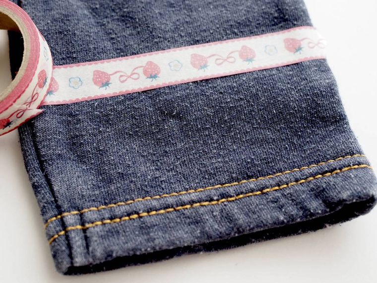 ズボンに目印をつけたところ