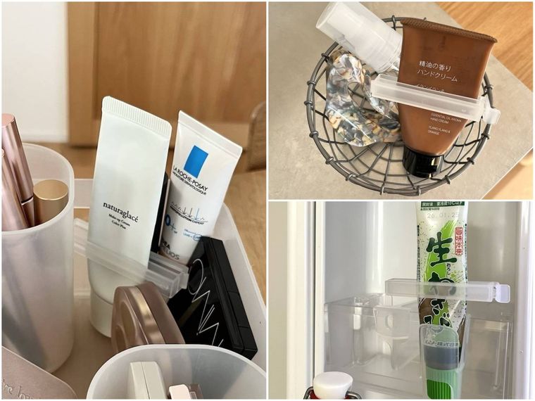 コスメチューブ絞りの取り付け例3種