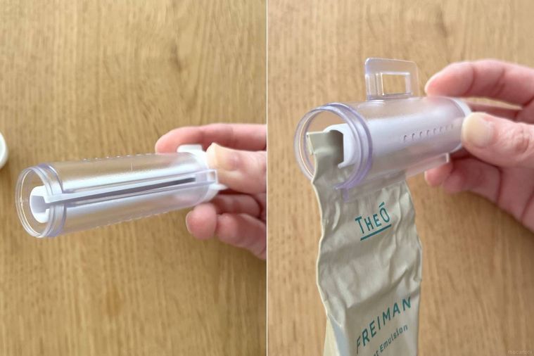 チューブ絞りを取り付ける様子