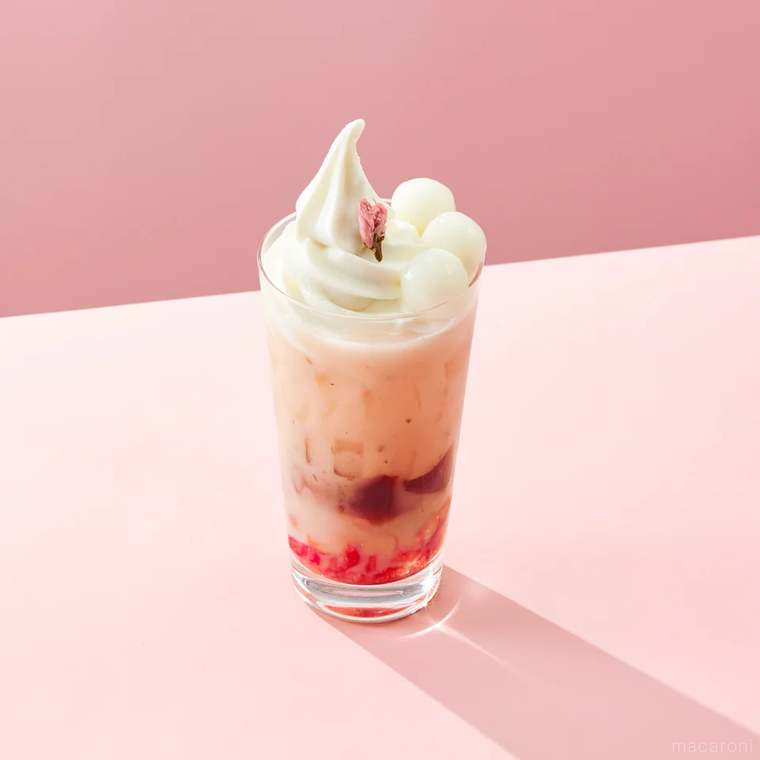 桜と苺のティーゼリーラテ