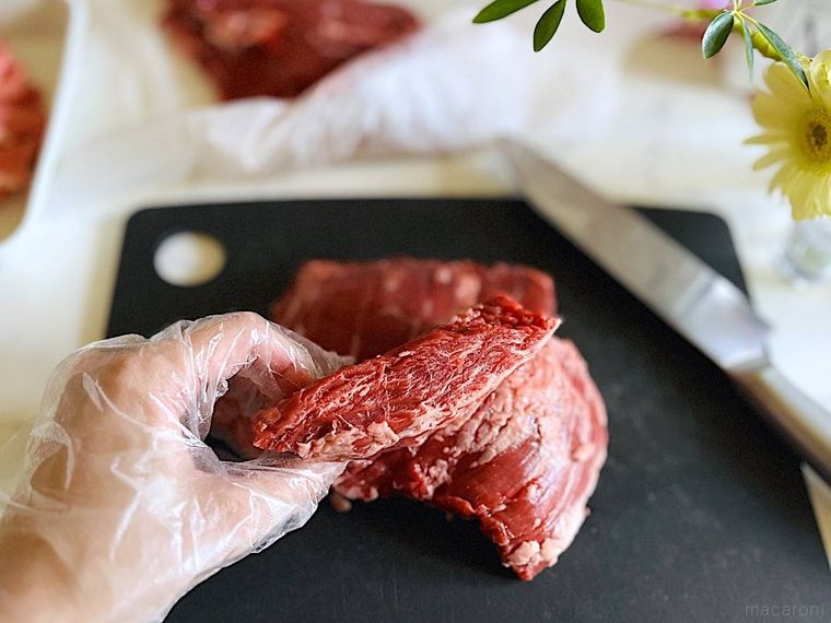 カットしたコストコのハラミの断面