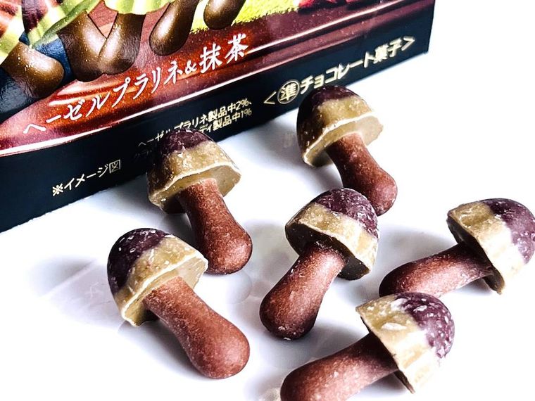 きのこの山クラブハリエ ヘーゼルプラリネ抹茶を皿に出した様子