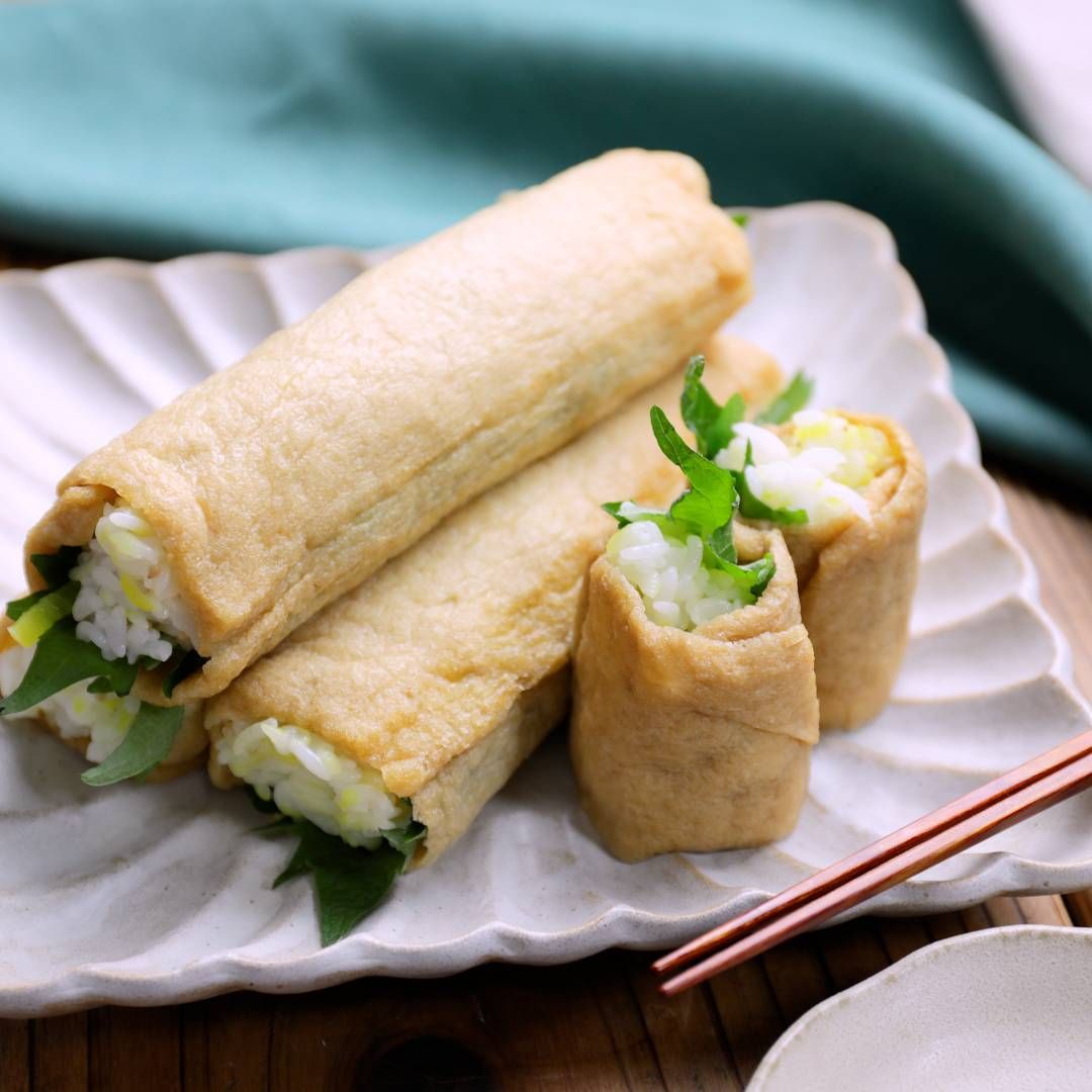 お弁当にぴったり たくあんと大葉のスティックいなり