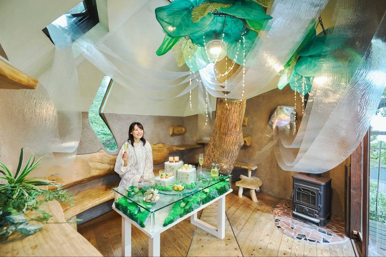 3. わさび田をイメージした貸し切りのツリーハウス