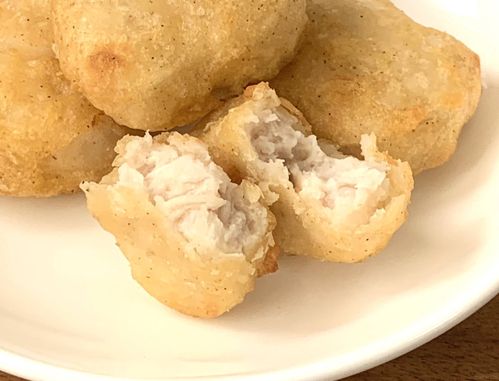 オーブントースターで調理したロピアのチキンナゲットの断面