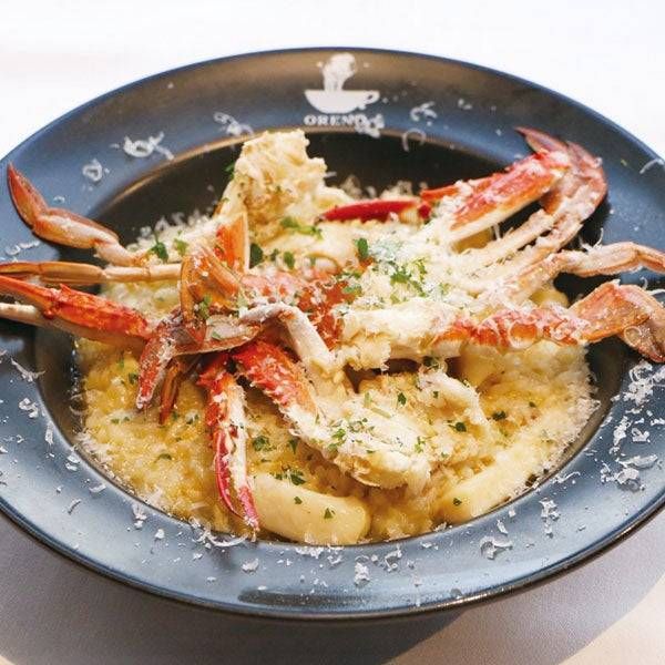 1. ズワイガニとワタリガニ、真イカのリゾット