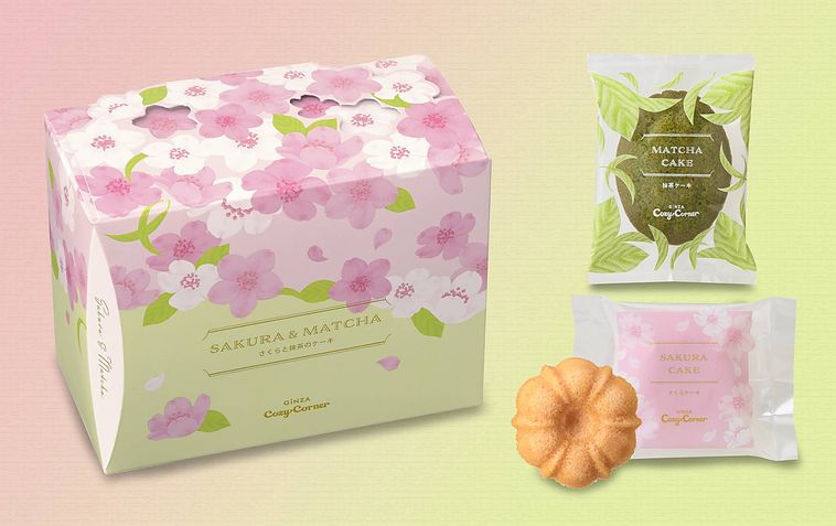 銀座コージーコーナーのさくらと抹茶のケーキのイメージ