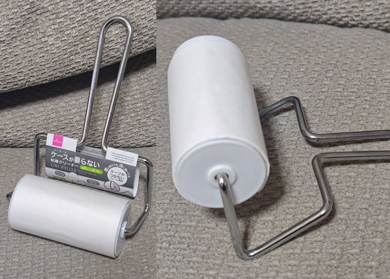 ケースが要らない粘着クリーナーがソファの上に置いてある