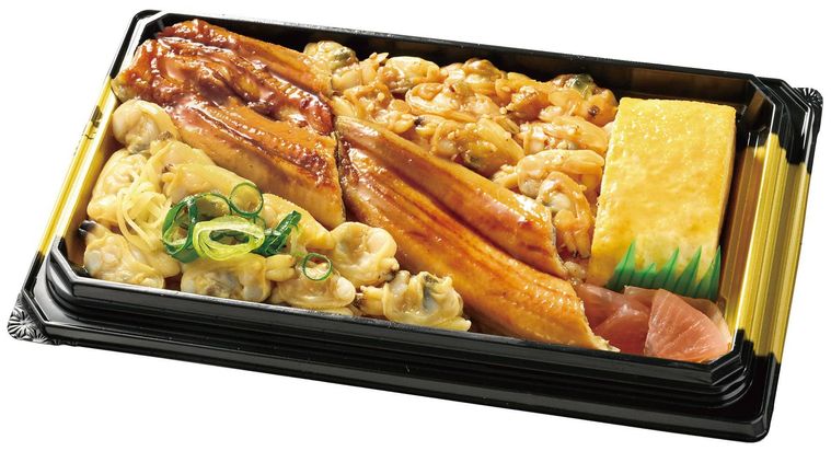 1. 店内焼上げ穴子重あさり・店内手作り玉子焼入