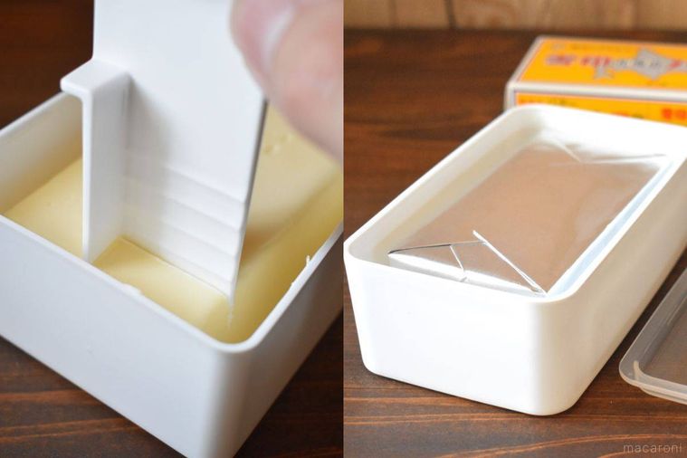 セリアの2種類のバターケースを並べたところ