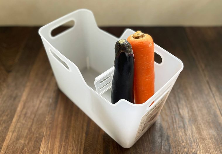 ストッカーに野菜を立てて収納したところ